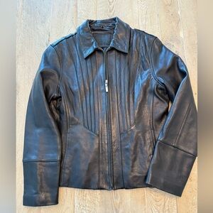 Avanti New York Black Leather Outerwear Zip L EUC